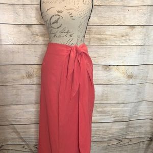 Maxi length coral sarong style skirt